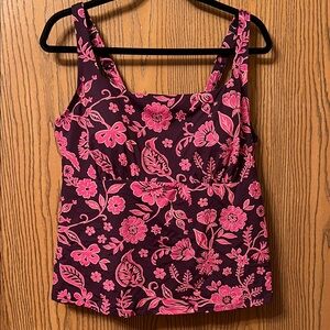 Lands End Tankini Floral Pink Women's Swim Top